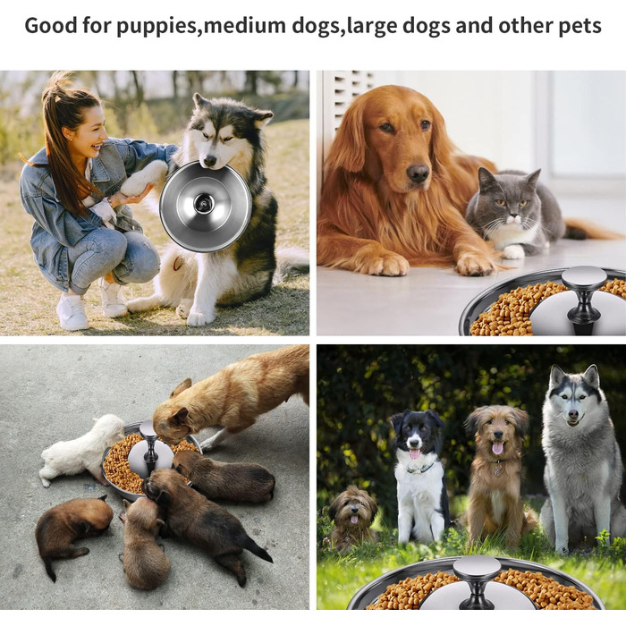 Набір з 2 мисок для цуценят та собак з нержавіючої сталі. Миски для корму та води, повільне годування, відлучення, для маленьких собак та котів