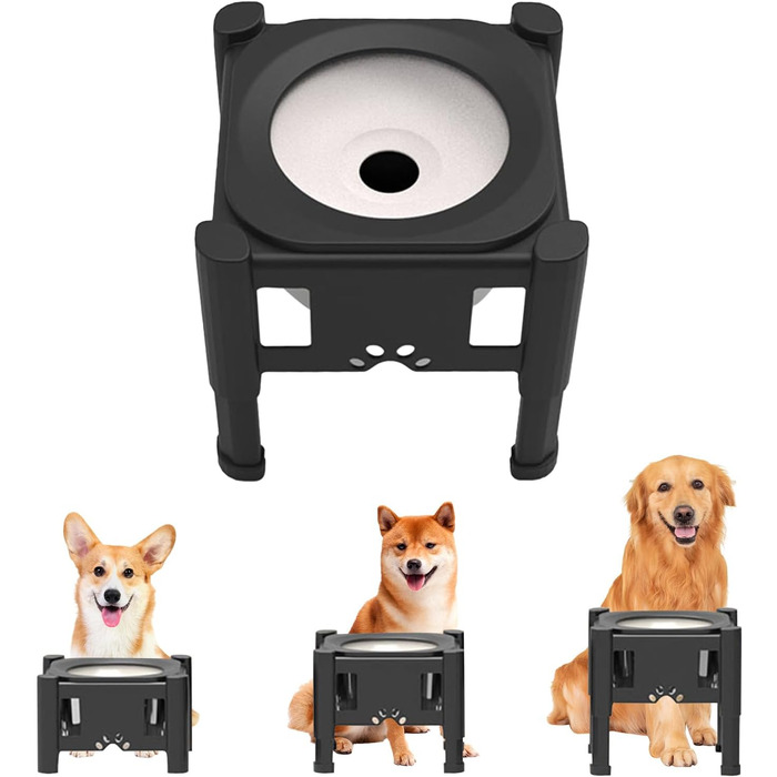 Підвищений годівниця для собак Felenny, 3 регульовані висоти, антипроливання, повільний диспенсер для води та корму, великі, середні та малі породи собак та котів