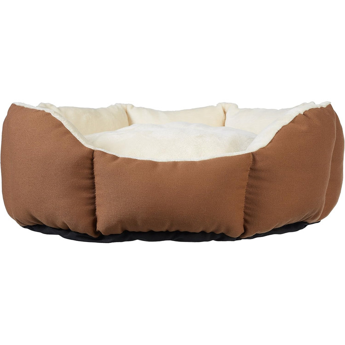 Кругле лежанка для собак та котів Amazon Basics, L 50 x B 50 x H 20 см, коричнево-кремовий