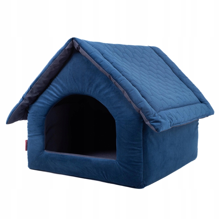 М'який будинок-ліжечко для собак, синій оксамит, розмір 2