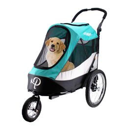 Візок для собак Petique Trailblazer Jogger Space Gray з насосом, дощовиком, адаптером для велосипеда та прапорцем безпеки | З повітряними колесами | Складаний | З оглядовим вікном | Для великих собак та котів (Neptune)