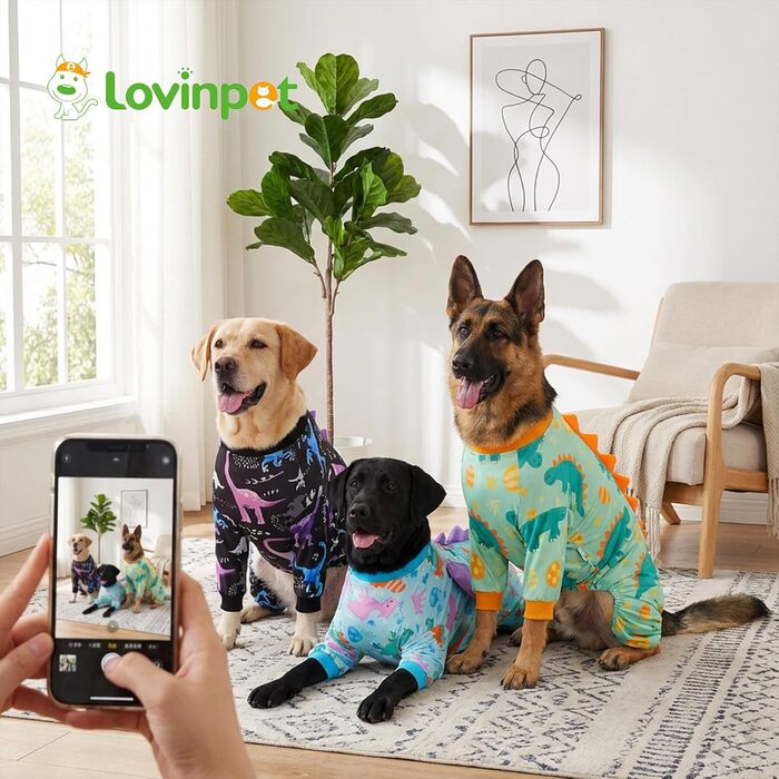 Комбінезон для собак великих порід LovinPet: дихаючий, з UV-захистом, антибактеріальний, для відновлення після операцій, зелено-оранжевий, XXX-Large