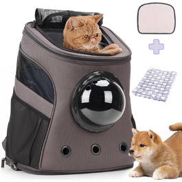 Рюкзак для котів та собак Lollimeow - великий, сірий, 38x30x45 см. Підходить для перевезення в літаку.