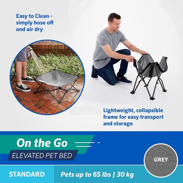 Підвищене ліжко для домашніх тварин Coolaroo On The Go, стандарт, сіре