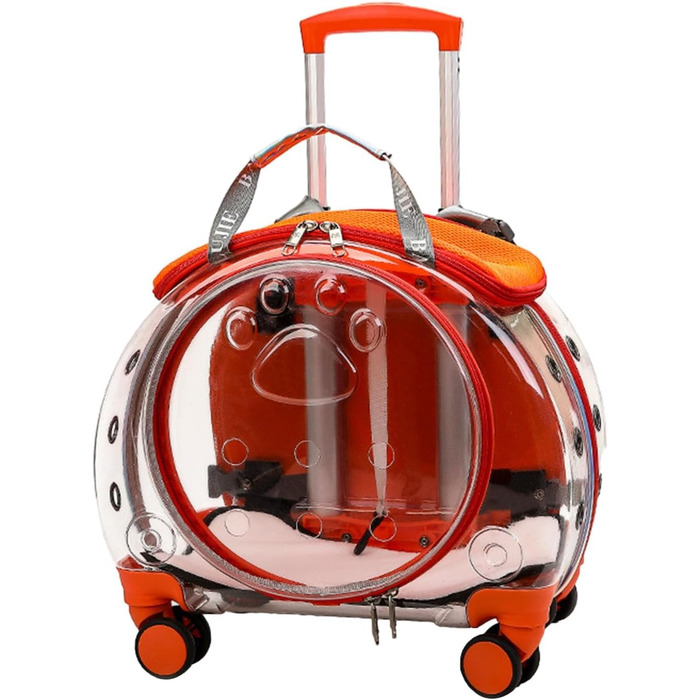 Тролей для домашніх тварин Juebueix з вентиляційними отворами, переноска для котів та собак, роликова переноска, прозоре вікно, візок для маленьких собак та котів, тихі колеса, телескопічна ручка, візерунок 'Sunset Chevron' (Західний горизонт)