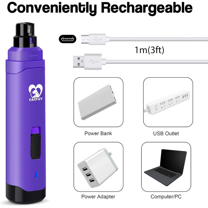 Електричний триммер для собак та котів Casfuy - професійний, 2 швидкості, фіолетовий