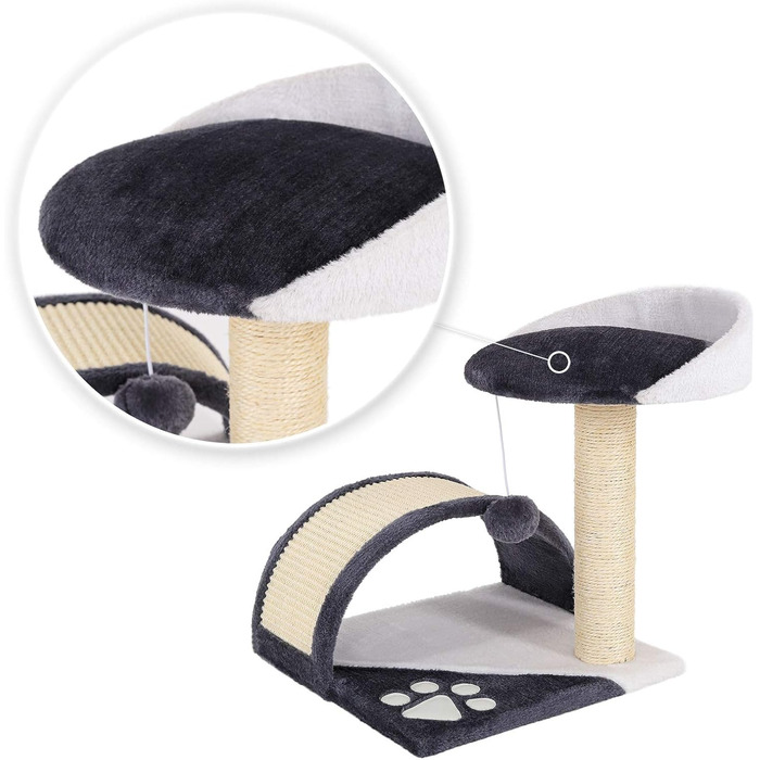 Дряпка для котів Lionto, компактна з іграшками, 43 см (сірий/білий)