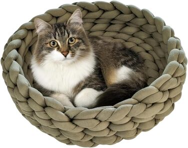 Клітка-гніздишко для котів, 40 см, зелена | Зручне ліжко-кошик для котів з бавовни, для маленьких та середніх котів | Легке, м'яке, миється