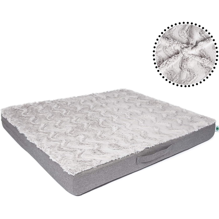 Ортопедичний килимок для собак CopcoPet Lucky Hundematratze: ковзний, миючий, з м'якого штучного хутра, 100 x 80 x 10 см, сірий