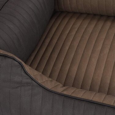 Ортопедичне собаче ліжко Knuffelwuff Outback XXL з лазерного стеганого штучного шкіряного покриття, 120 x 85 см - знімний чохол - легко мити - для великих, середніх та маленьких собак (Чорний/Бежевий, L 120 x W 85 x H 25 см)