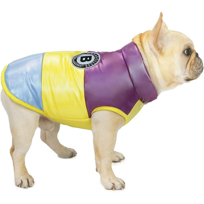 Теплий зимовий одяг для собак: куртка-вітровка з флісу для малих порід (бульдог, кіт) XL, 3 кольори (фіолетовий)