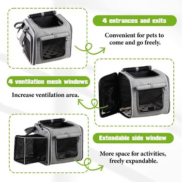 Фарбований корзинка для собак на велосипед, розкладний та розширюваний, 4-в-1, сіра. Підходить для котів та собак до 10 кг