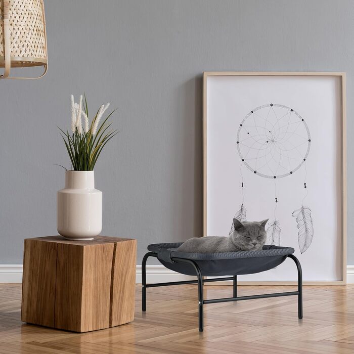 Крісло-гамак для котів Relaxdays, сіре/чорне, з підставкою, 27x45x45 см