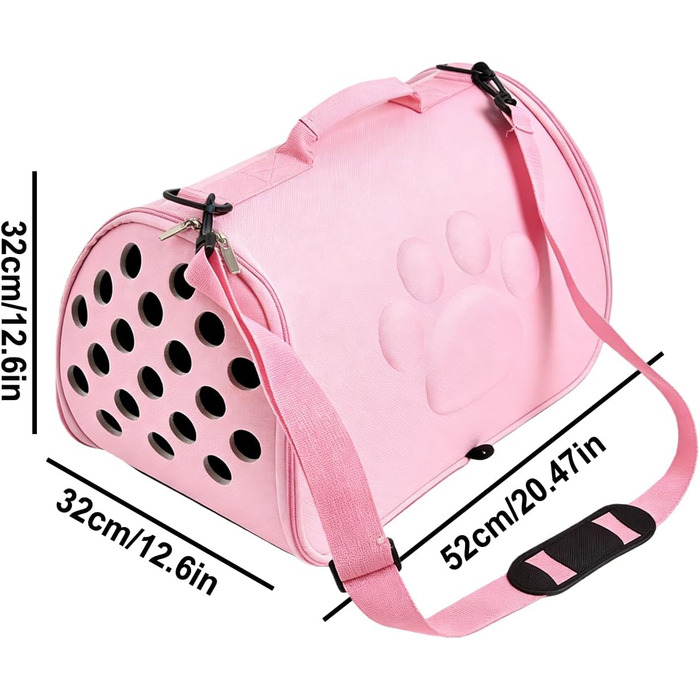 М'яка переноска для котів - сумка на плечі для домашніх тварин, цуценят, для подорожей, на вулицю, в літак, кемпінг, до ветеринара, рожева