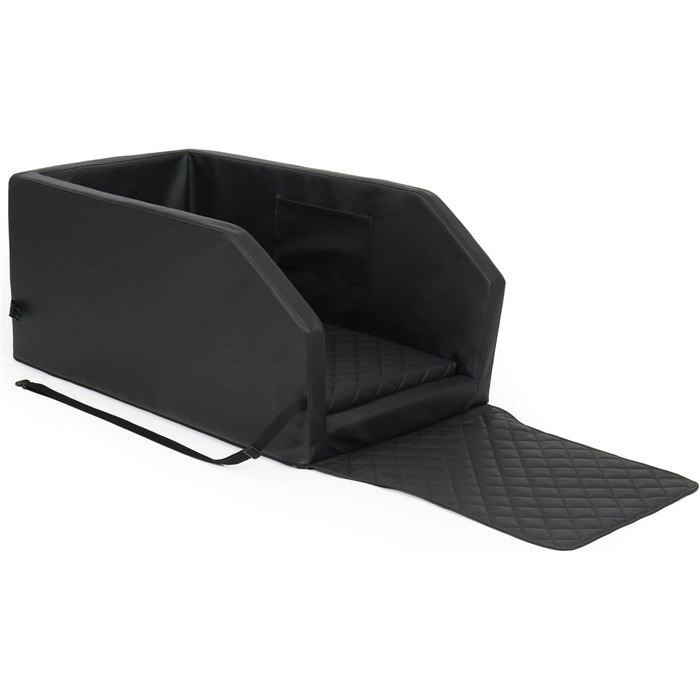 Автоматичне ліжко для собак у машину Velinda з ременем безпеки, 55x70 см, чорно-біле