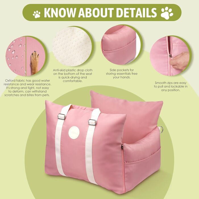 Автокрісло для тварин Booster: безпечне та зручне автоліжко для собак та котів середніх розмірів (2 шт., Fichte, Medium)