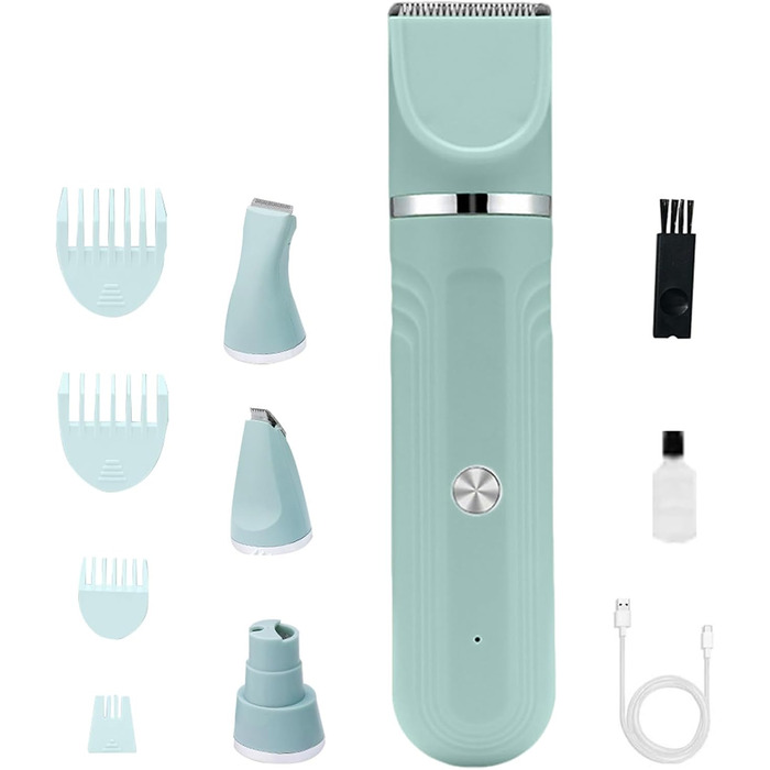 Триммер для собак | Набір для догляду за собаками 4-в-1 | Акумуляторна регульована шерсть для цуценят вдома Зелений