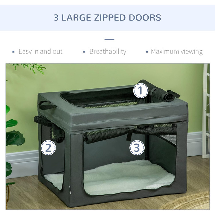 Транспортувальна переноска для тварин PawHut 80 см, сіра, M - для котів та собак