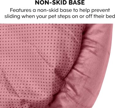 Кругла лежанка для собак Furhaven Donut з капюшоном, рожевий колір, розмір Small (61x61x18 см), плюш, вельвет, для заспокоєння, миється