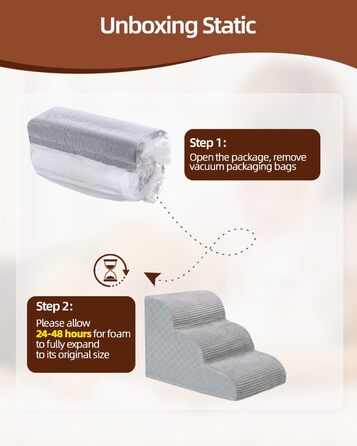 Сходинки для собак: 4-ступенева перехідна рамка для маленьких собак, сірого кольору, 49.5 см заввишки, з високощільним пінопластом та антиковзким покриттям