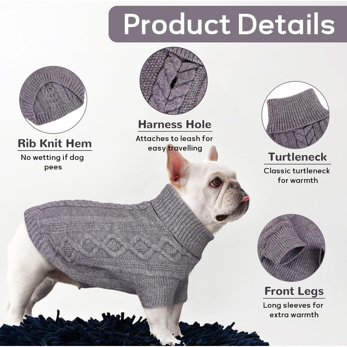 Теплий пуловер для кота/собаки Hjumarayan, сірий, розмір S (37x28 см)