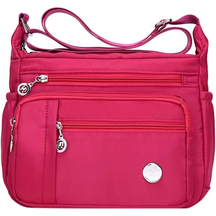 Жіноча сумка-тоут на плече з нейлону Zjsjm1106_b - чорний/рожевий (великий об'єм, водонепроникна)