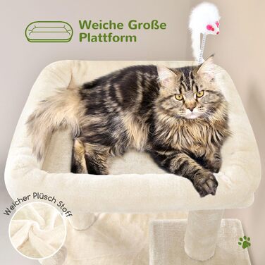 Дерев'яний комплекс для котів Globlazer з будиночком, платформами та іграшками, 127 см, бежевий (XL)