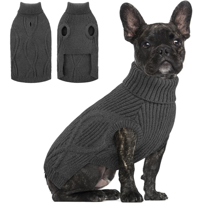 Пуловер Queenmore для маленьких собак, теплий та м'який, з коміром-стойкою, для Мальтізу, Померанського спанієля, Пуделя, Ши-тцу (Сірий, S) S Сірий