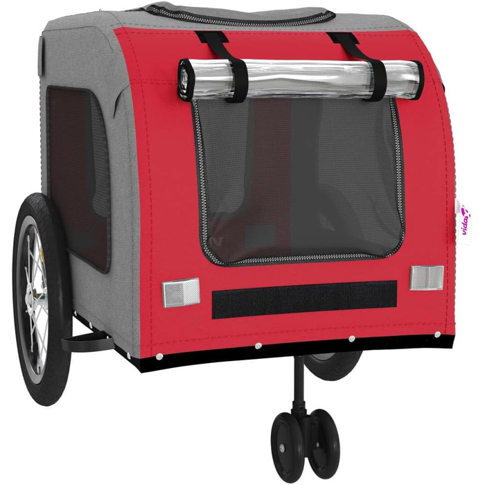 Причіп для велосипеда для собак, червоний та сірий, Oxford-тканина та метал, LH25839