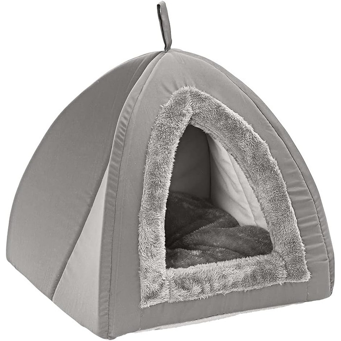Кігтечка для котів Dehner Findus, затишна печерка, 45 x 45 x 40 см, поліестер, сірий колір