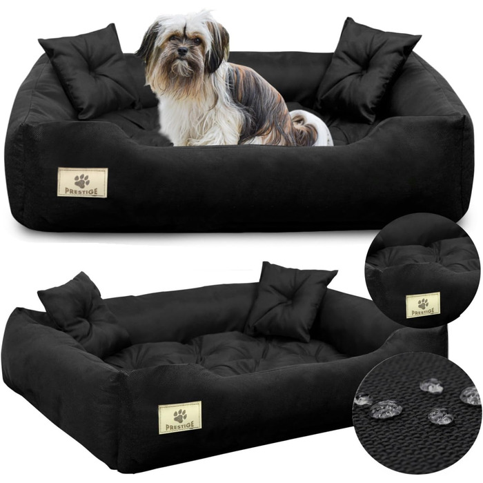 Кругле ліжко для собак середніх порід King Dog, 75 x 65 см, чорне, водонепроникне, з ортопедичним наповнювачем