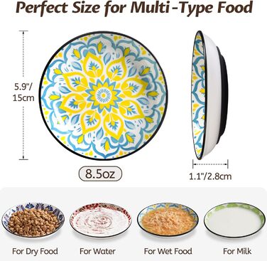 Набори мисок для котів з кераміки з силіконовим дном (4 шт.) - антиковзаючі, безворсові, для корму та води