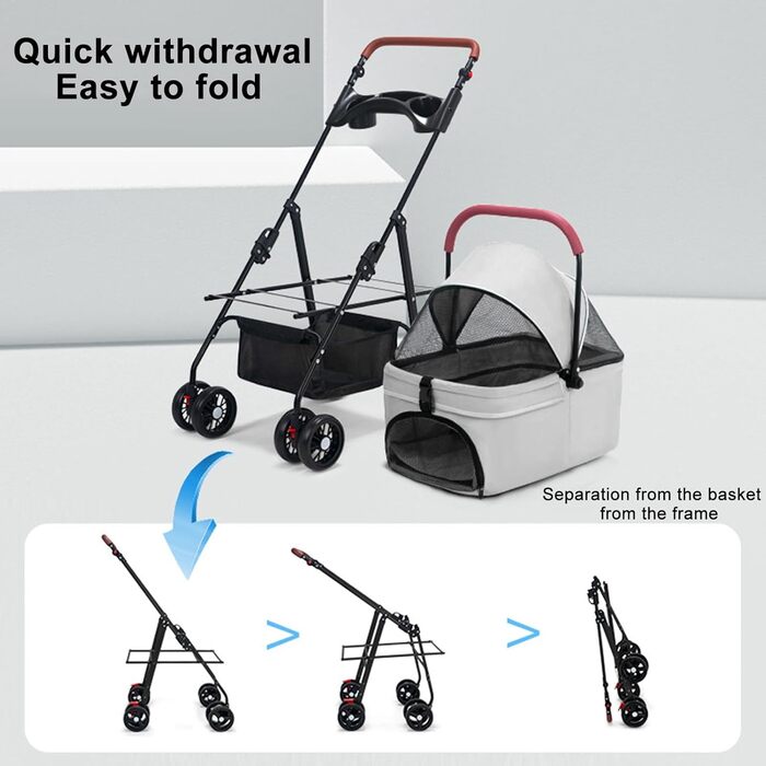 Дитяча коляска 2 в 1 для собак та дітей Loyliawa, складана, сіра