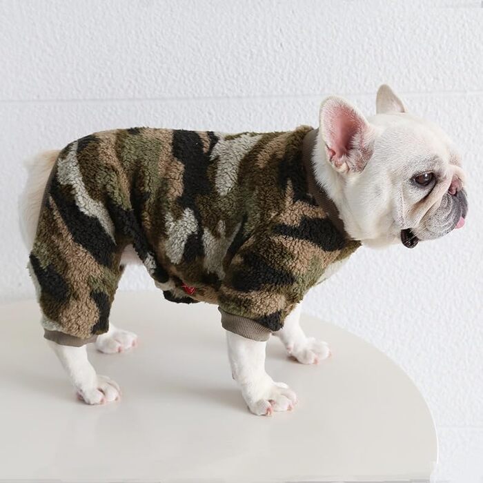 Піжама для собак, тепла флісова, мила, костюм для цуценят та собак, розмір M (L, зелений/камуфляж)