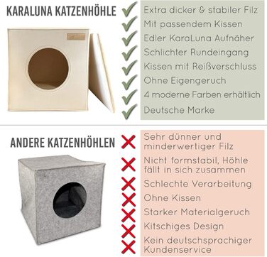 Будиночок для котів з фетру KaraLuna для полиці IKEA Kallax/Expedit, затишна лежанка для 2 котів або великих котів, кошик для сну, бежевий
