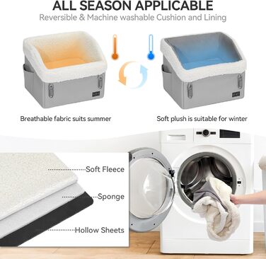 Автокрісло для собак PETSFIT, сіре, для маленьких собак, з патентованими застібками, знімний чохол