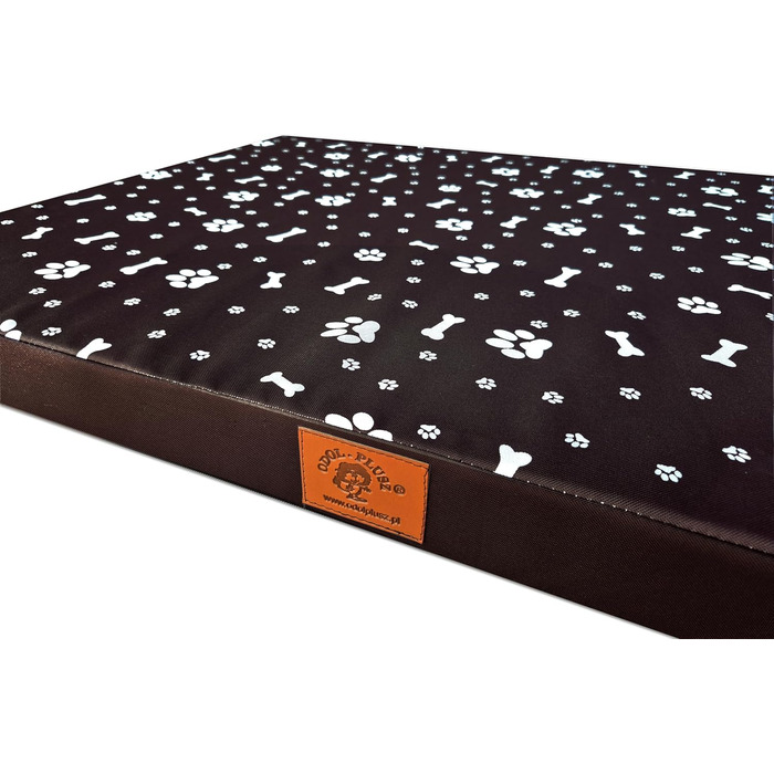 Ортопедичне ліжко для собак Odolplusz - великі породи | М'яке ліжко для собак середніх та великих порід | Матрац для собак з пральним покриттям | (100x70x7 см, Колір: Коричневий, Мотив: Кістка)