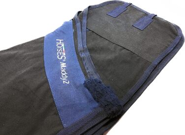 Літня бавовняна попона для коней Maddy 2, легка та дихаюча, з ременями та захистом хвоста, 155 см, чорний/синій