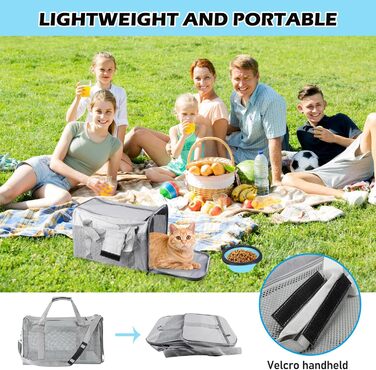 Транспортний бокс для котів та собак BYZESTY, складаний, 42 x 27 x 28 см, сірий (з мискою)