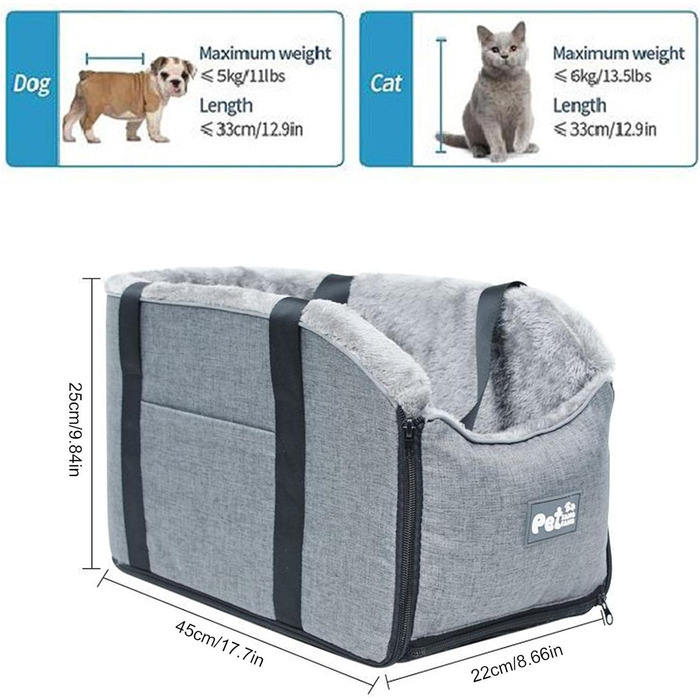 Автокрісло для собак, консоль для авто, автокрісло для маленьких собак, автокрісло на заднє сидіння, тепле автокрісло для тварин з ручкою, аксесуари для авто для тварин