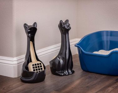 Лопатка для котячого туалету з підставкою New Age Pet, пластик, чорна, 2 шт.