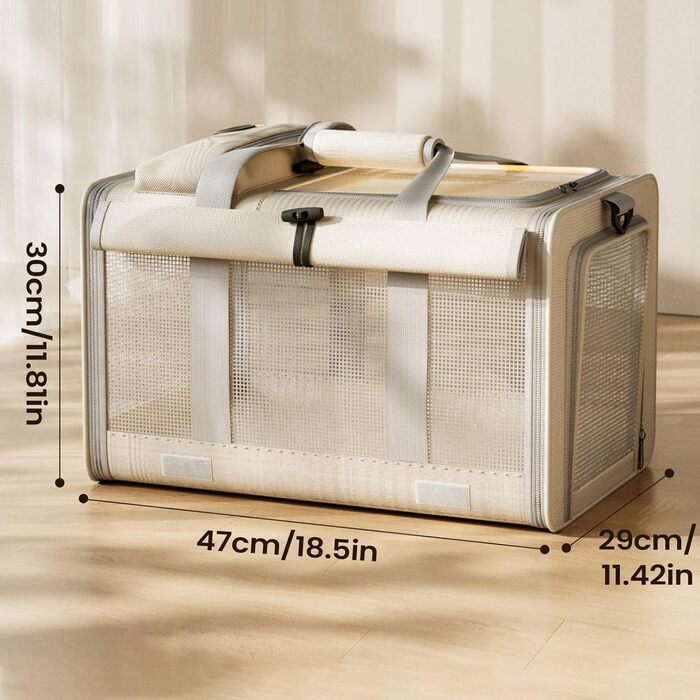 Транспортна сумка для собак та котів, переноска для цуценят, кремового кольору. Ідеально для подорожей, прогулянок та кемпінгу