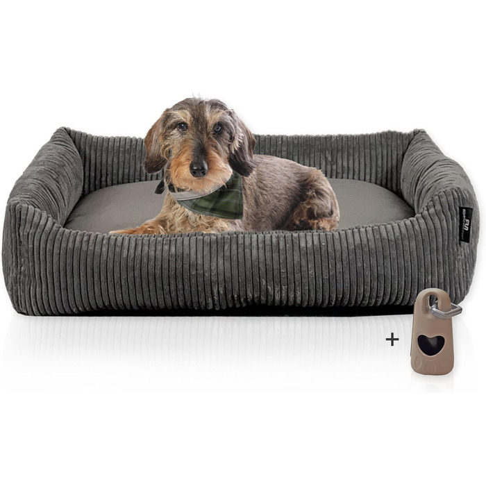 Крісло-ліжко для собак Rohrschneider, сіре, для маленьких та середніх собак, 70x50 см, з подушкою, включає пакети для вигулу