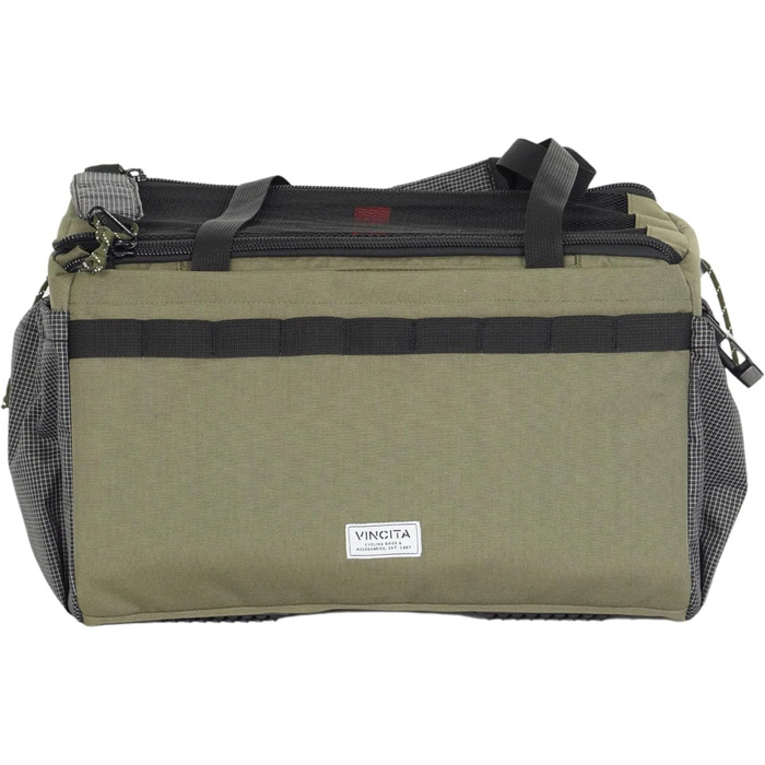 Корзина для домашніх тварин Vincita Caddy для велосипеда Brompton, зручна та безпечна переноска з алюмінієвим каркасом, сітчастою накривною сіткою, регульованим ременем та бічними кишенями. Сумісна з переднім кріпленням Brompton (зелена)