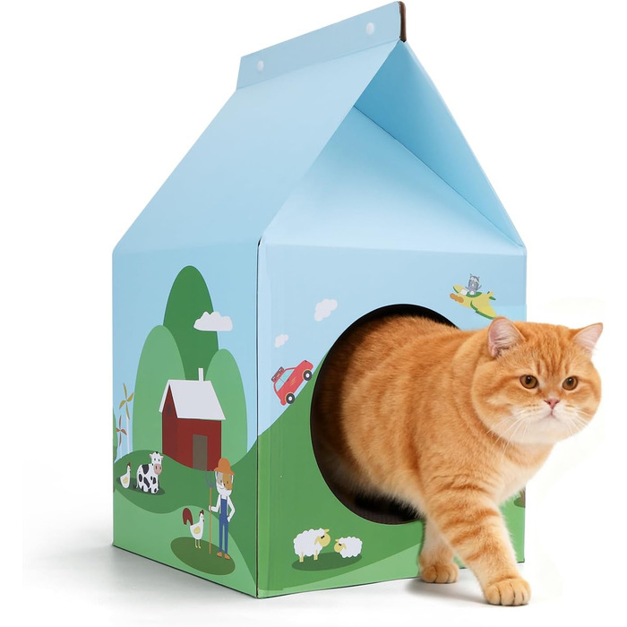 Nobleza: будиночок-кігтеточка для котів з картону та котячої м'яти. Легко збирається, ідеально для кігтів та ігор. (1 шт.)