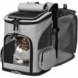 Розширюваний рюкзак-переноска для котів - переноска для тварин, схвалена авіакомпаніями, для маленьких котів та собак до 7,7 кг, рюкзак з дихаючою сіткою для відпочинку на природі, кемпінгу та подорожей
