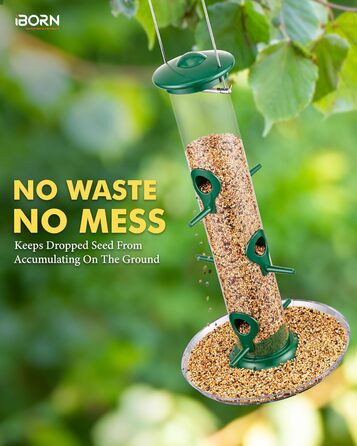Годівниця для птахів iBorn з піддоном, 38 см, зелена