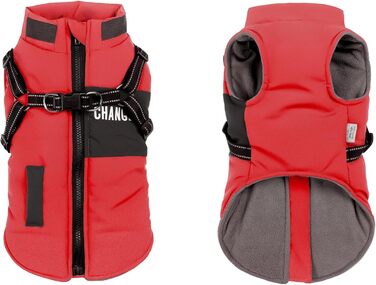 Зимовий одяг для собак: теплий куртка, жилет та нашийник для маленьких та середніх порід. Червоний колір.