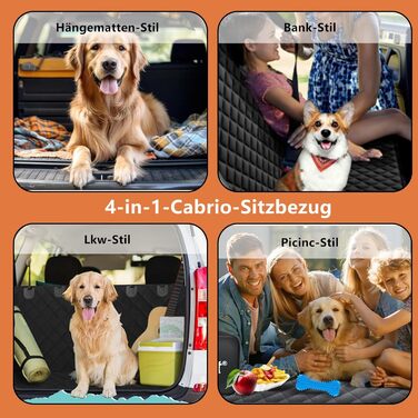 Захист для заднього сидіння авто для собак - водовідштовхуючий, антикіготок, універсальний, з боковими захистами та віконцем - чорний