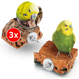 Vogelgaleria® 3 шт. корковий мінеральний камінь для птахів – смачний замінник сепії та кальцію, аксесуари для хвилястих папуг